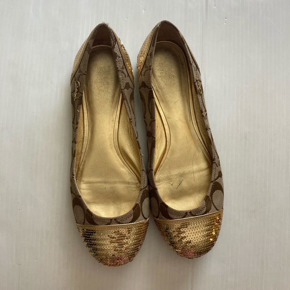 Coach gold sequin shoes size 10